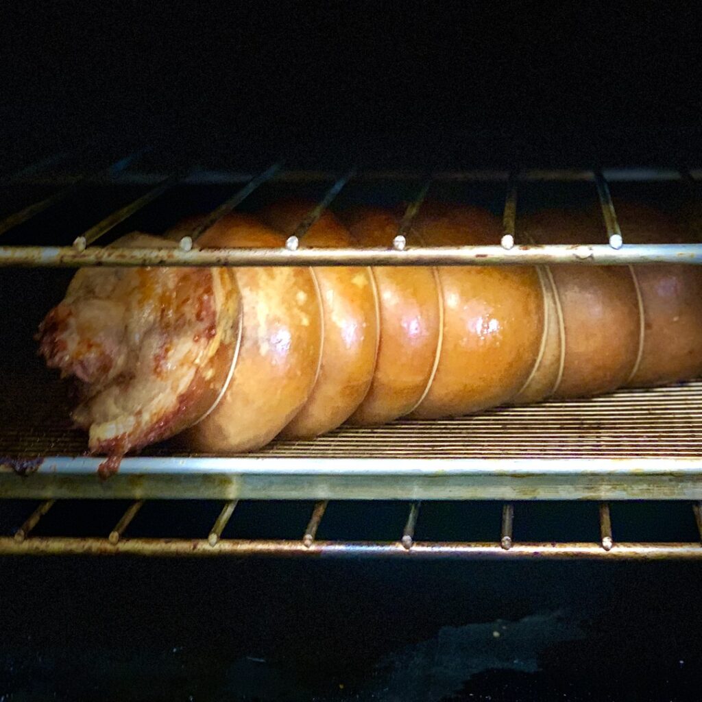 Porchetta cooking in the oven (2018)